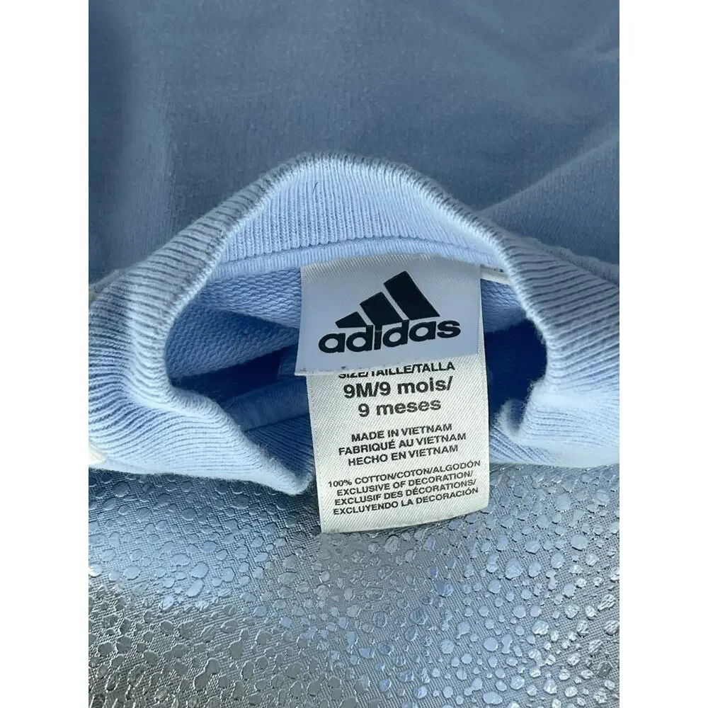 Adidas Baby Boys Light Blue Zip-Up One Piece Outfit Size 9 Months